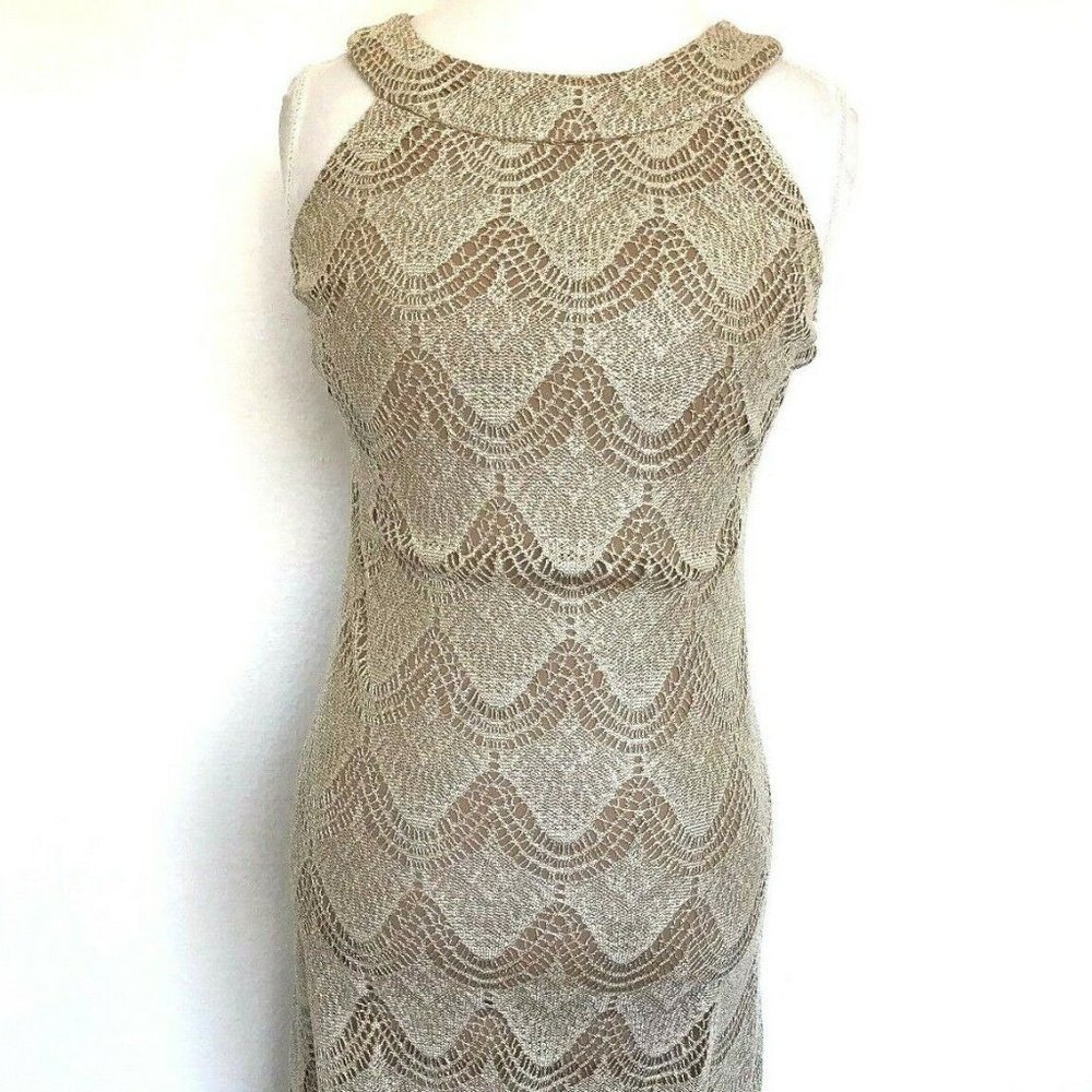 S.L. FASHIONS Dress Crochet Halter NEW w/ TAGS